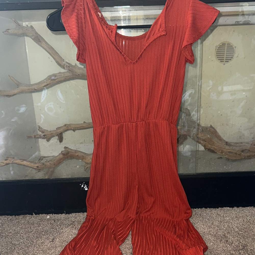 Orange Pleated Jumpsuit